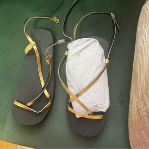 Topshop Gold and Black Strappy Sandals